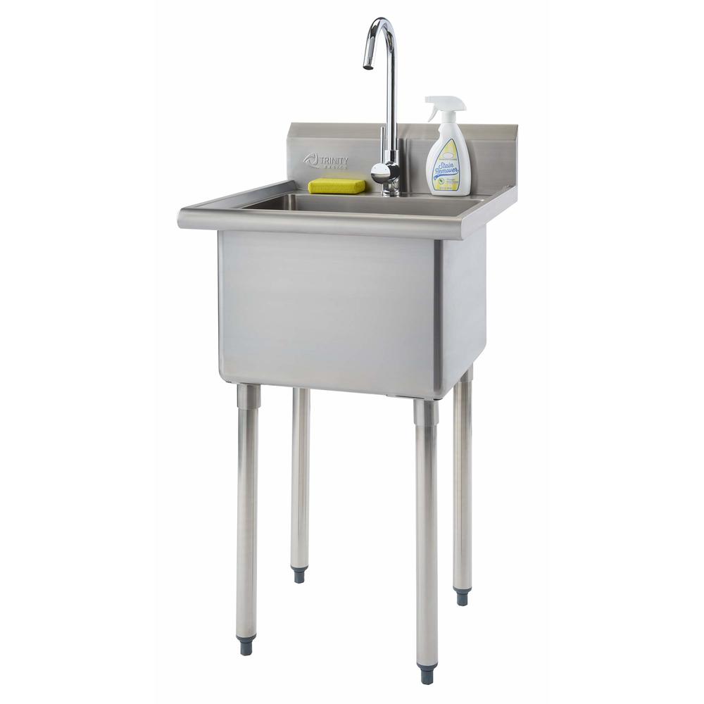 Trinity Home Entertainment TRINITY THA-0307 Basics Stainless Steel Freestanding Single Bowl Utility Sink for Garage, Laundry Room, and Restaurants, Include
