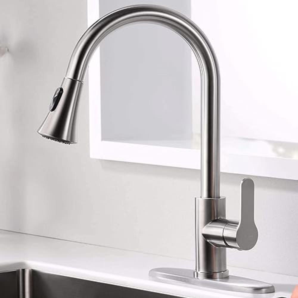AMAZING FORCE Kitchen Faucet with Pull Down Sprayer 2 Modes Stainless Steel Kitchen Sink Faucet Single Handle Faucet for Kitchen