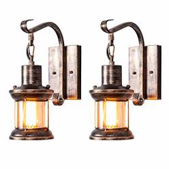 YISURO Rustic Wall Light Fixtures, Oil Rubbed Bronze Finish Indoor Vintage Wall Light Industrial Lamp Fixture Glass Shade Farmhouse Met