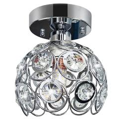 TISLYCO Modern Semi Flush Mount Ceiling Light Fixture, Mini Chandelier Crystal Ceiling Lamp, Small Crystal Chandelier Light Fixt