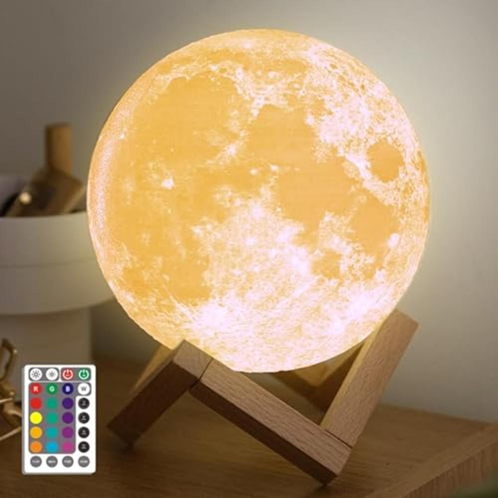 mono living Moon Lamp for Adult, 7.1 Inch 3D 16 Colors Led Night Light, Remote Control Cool Star Lamp Fun Desk Décor Room Dorm B