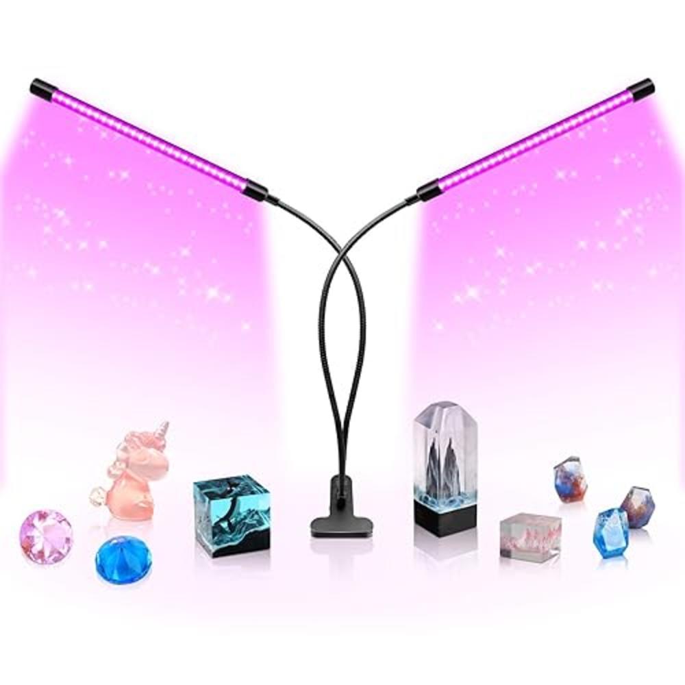 YGS-Tech LED Black Light Dual Head, 20W UV Light Fixture with Clamp ...