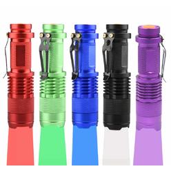 WAYLLSHINE (Pack of 5 Multicolored 3-Mode Flashlight: Red Light Flashlight, Green Light Flashlight, Blue Light Flashlight, 395 U