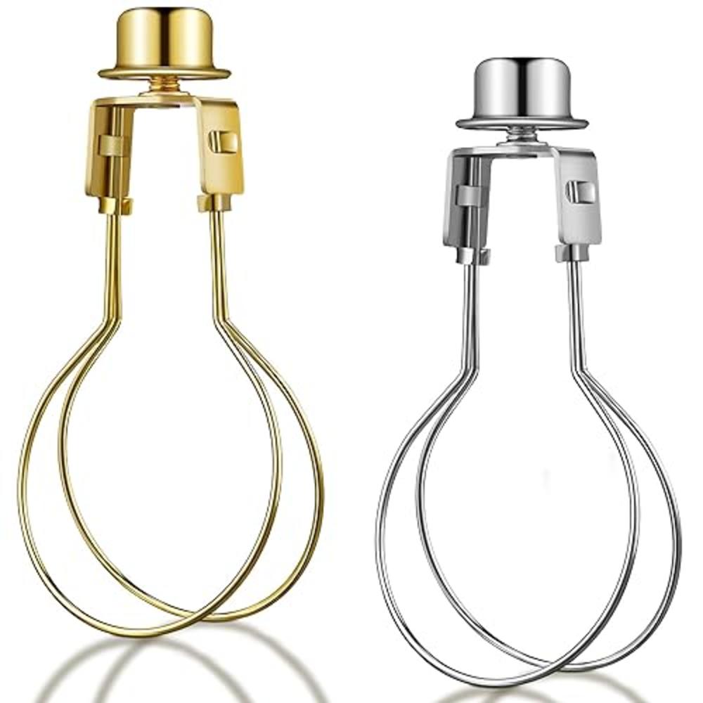 Honoson 2 Pieces Bulb Lamp Shade Light Bulb Lamp Shade Clip on Lampshade Adapter Includes Finial and Lampshade Levellers for Lam