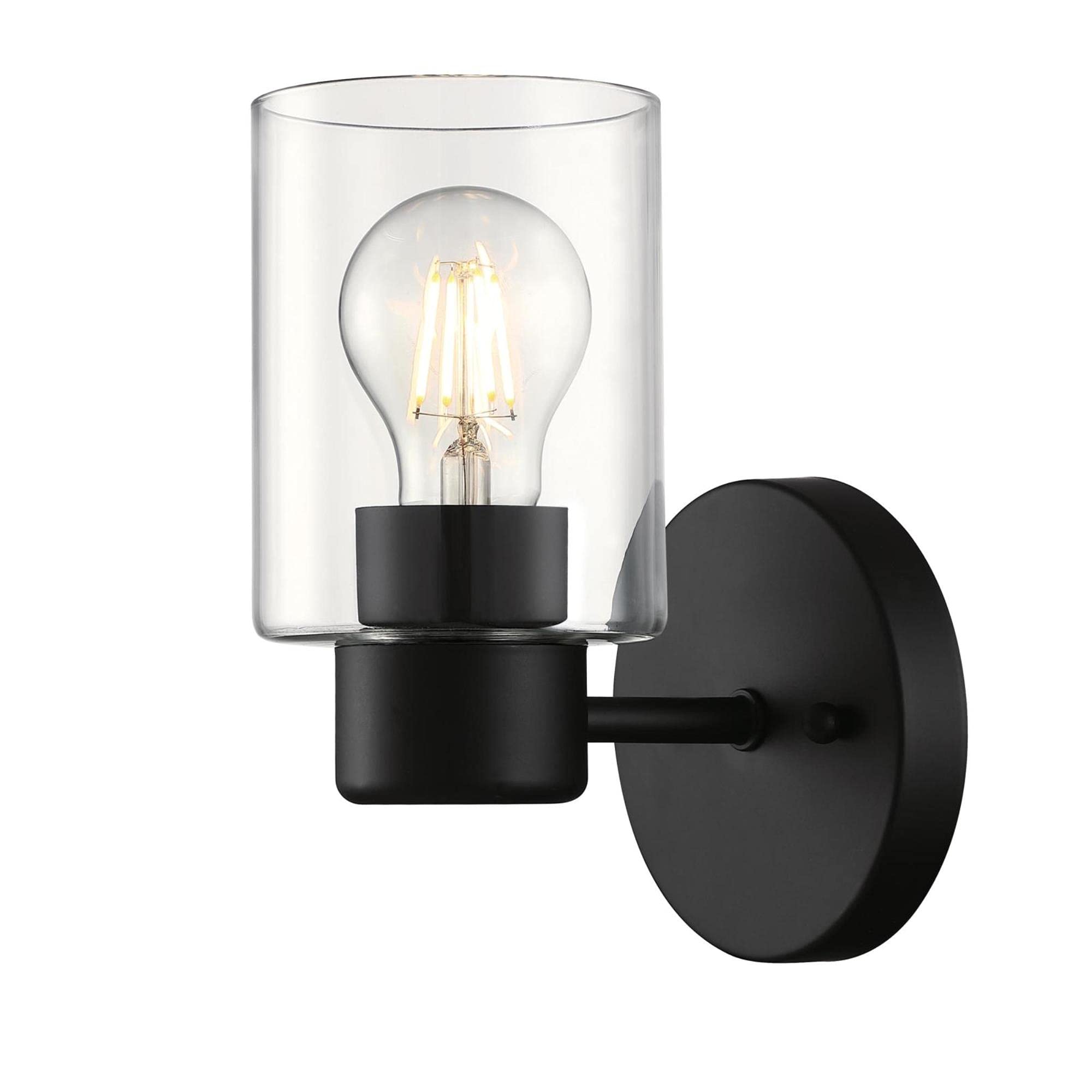 Westinghouse Lighting 6115500 Sylvestre Transitional One-Light Indoor Wall Light Fixture, Matte Black Finish, Clear Glass