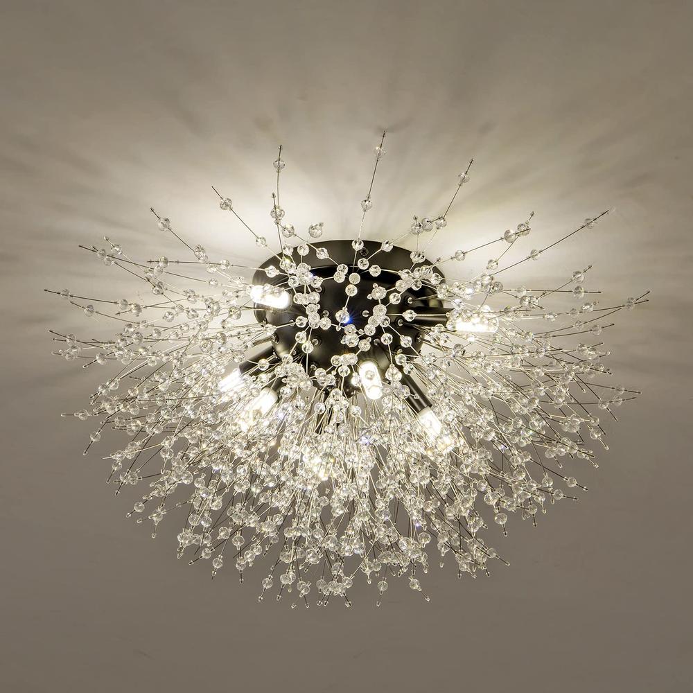 Firework Light Fixture CM MZY Sputnik Flush Mount Ceiling Light Fixtures, Modern Black Crystal ...
