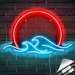 GGK Sunset with Waves Neon Sign LED Sunrise Neon Light for Bedroom Wall Decor Anime Wave Neon Signs LED Sunset Light Sign (Sunset)