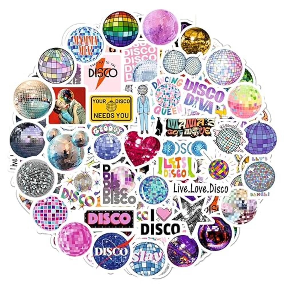BulbaCraft 100Pcs Disco Stickers, Disco Ball Stickers, Disco Party Favors,  Disco Party Decorations Adults & Kids, Disco Ball Dec