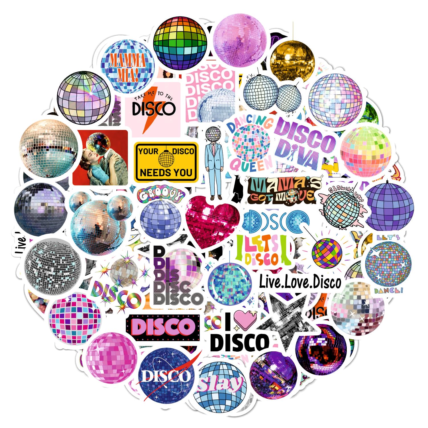 Bulbacraft BulbaCraft 100Pcs Disco Stickers, Disco Ball Stickers, Disco  Party Favors, Disco Party Decorations Adults & Kids, Disco Ball Dec