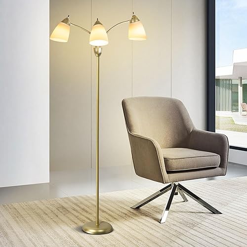 DINGLILIGHTING DLLT 3 Head Floor Lamp, Multi Light Standing Lamp, Modern Tree Floor Lamp with Adjustable Gooseneck Arms, LED Tall Standing Lamp
