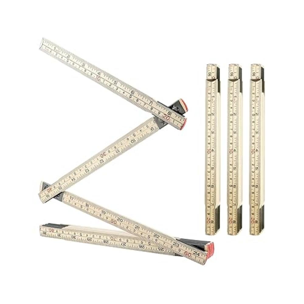 QWORK Folding Wood Rule, 4 Pack, 6FT 6 Inch Foldable Ruler with US and ...