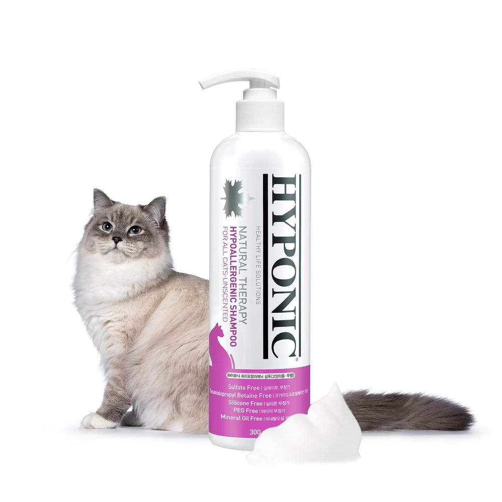 HYPONIC Hypoallergenic Premium Shampoo for All Cats (Scented, 10.14 oz) - Cat Shampoo for Dry Skin, Dandruff, Allergy