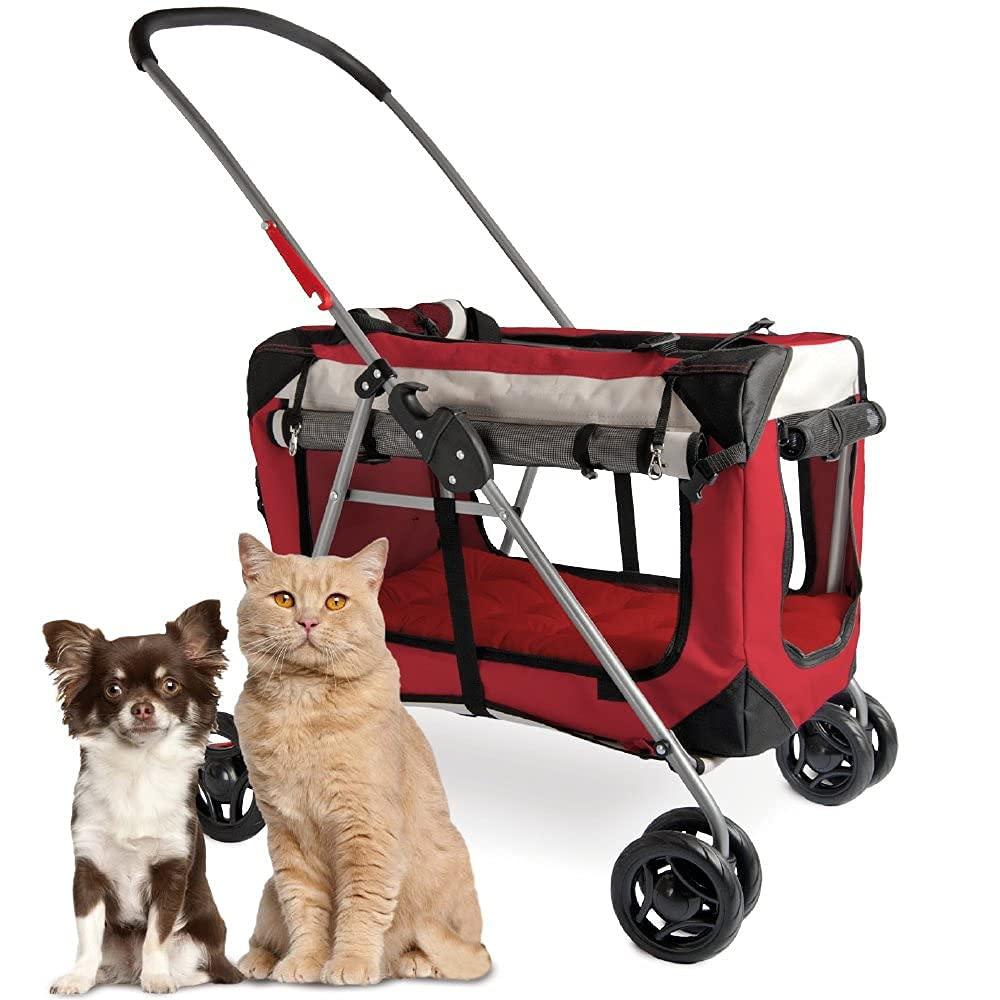 PetLuv - Happy Cat Premium 3-in-1 Soft Sided Detachable Pet Carrier, Travel Crate, and Pet Stroller with Locking Zippers, Comfy 