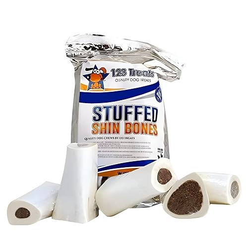 123 Treats | Peanut Butter Filled for Dogs | Healthy PB Dog Snacks for Chewing | Long Lasting Chews for Dogs | Stuffed Bones | 3