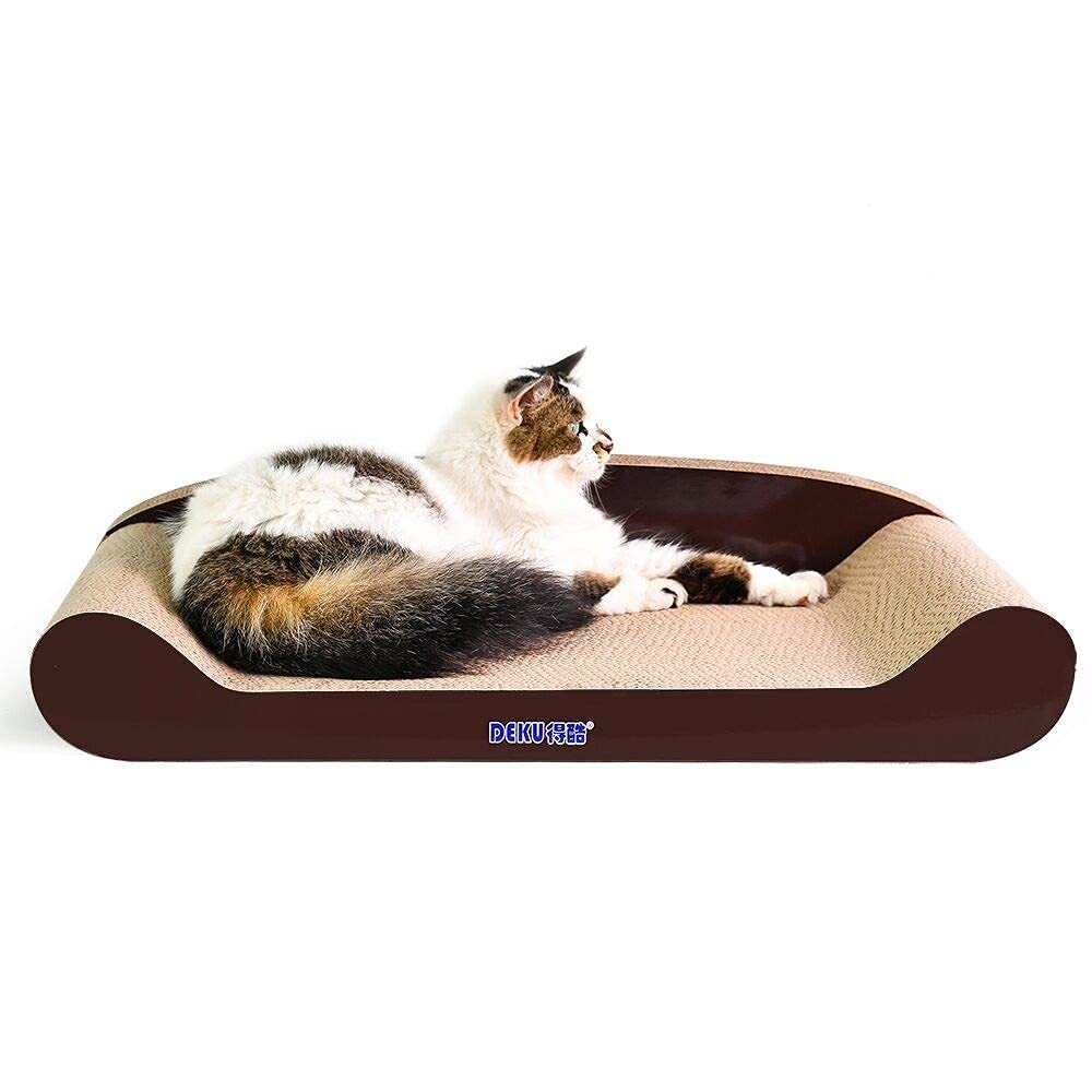 DEKU Cat Lounger Scratcher,Recyclable Durable Sofa Scratch Board,Lounge Cardboard Cat Scratcher Bed,Premium Corrugated Cat Scrat