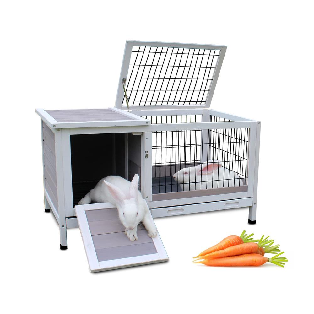 rockever Rabbit Hutch,Rabbits Hutch Enclosure Small Animal Cage with ...
