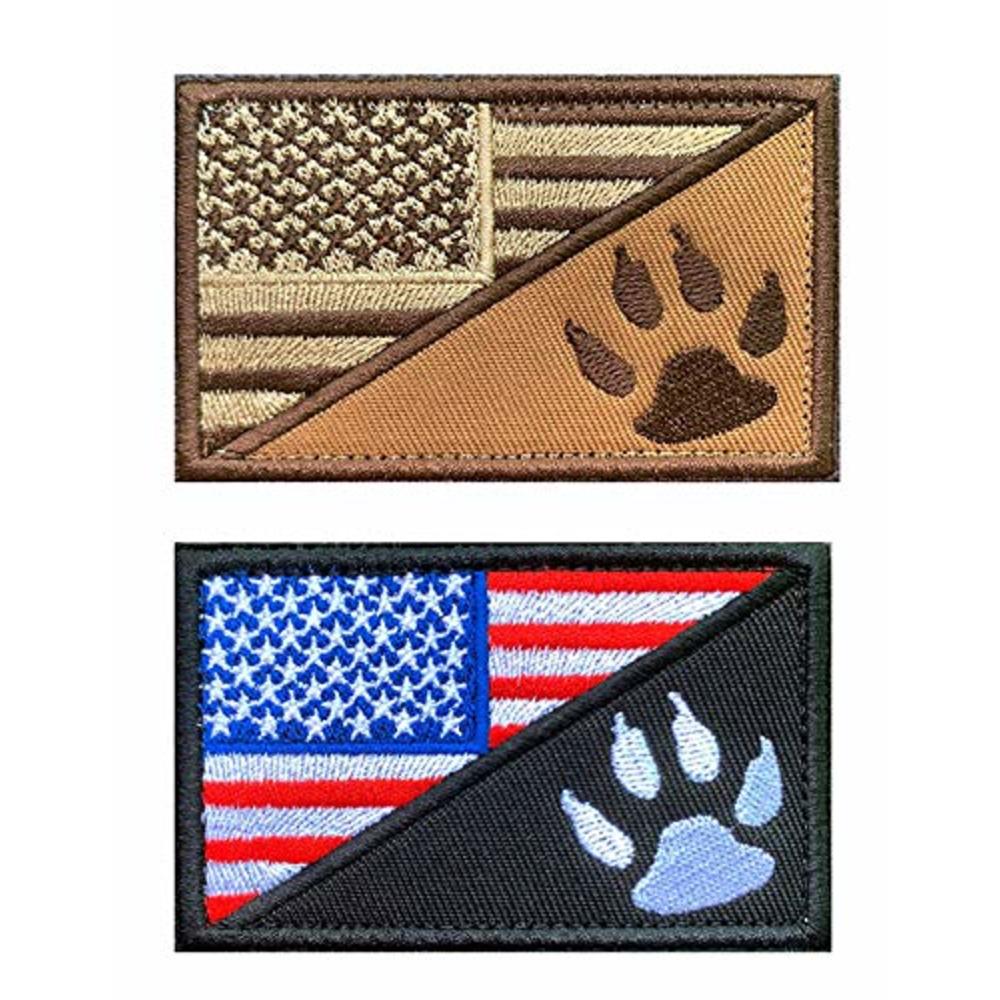 Tracker Patch Antrix 2 Pcs US Flag Service Dog K9 Paw Tracker Tactical Military ...