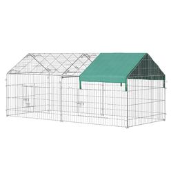 PawHut Catio Metal Chicken Run, 86.5" x 40.5" Portable Small Animal Playpen for Rabbit, Outdoor Dog Kennel with Water-Resistant 