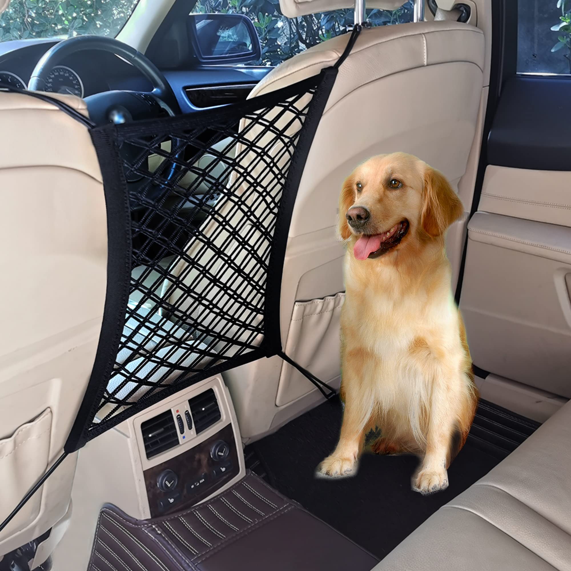Tonruy Car Dog Barrier,Dog Car Net Barrier,Pet Barrier,Auto Safety Mesh Organizer,Safety Car Divider for Children and Pets,2 Lay