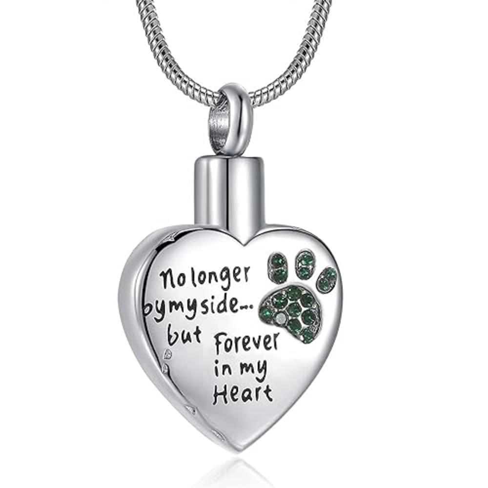 RIMZVIUX Pet Cremation Jewelry for Ashes Waterproof Dog Cat Urn Pet Memorial Gifts Ashes Necklace No Longer By My Side Forever i