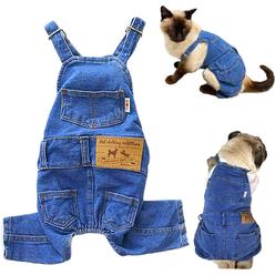 CAISANG Dog Shirts Clothes Dog Denim Overalls, Fashion Pet Jean Overalls Apparel, Comfortable Puppy Costumes for Small Medium Do