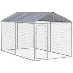 PawHut Dog Kennel Outdoor with Waterproof Canopy, Dog Run with Galvanized Chain Link, Secure Lock, for Backyard and Patio, 13' x