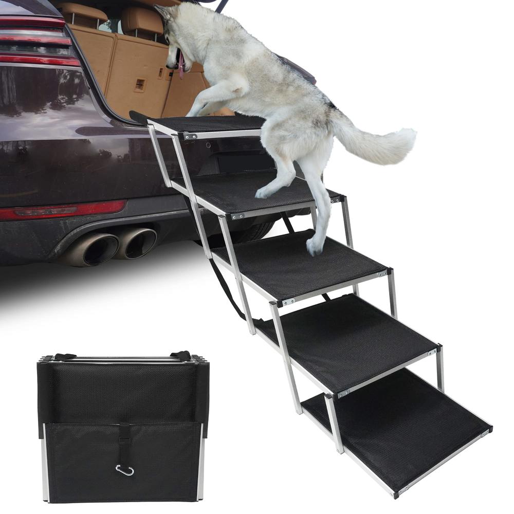YEP HHO Extra Wide 5 Step Dog Car Ramps Dog Ramps for Large Dogs Folding Dog Ramp Portable Dog Car Steps Dog Stairs with Nonslip Surface
