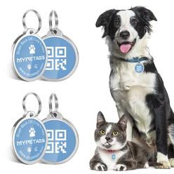MYPETAGS Personalized Pet ID Tags Dog Tags - QR Code ID Tags, Engraved Dog Tag, ID Tags Online Profile to Receive Location When 