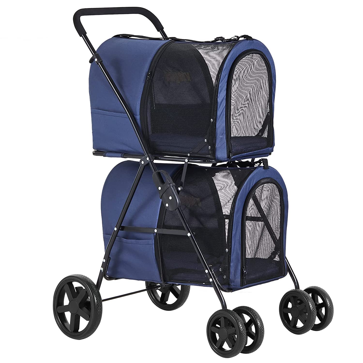 VIAGDO Dog Strollers for Small Medium Dogs, Double Cat Strollers for 2 Cats, 4-in-1 Small Doggy Pet Stroller, 2 Detachable Carri