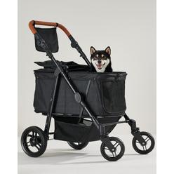 Zoosky Medium Folding Pet Stroller, Up to 66lbs Dog Folding Stroller, Adjustable Handle, 180˚ Convertible Canopy, 4 Wheels Dog/C