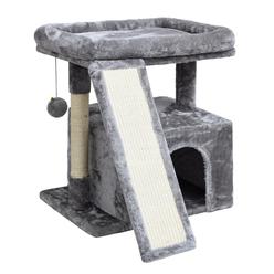 SIYIPURR Small Cat Tree for Indoor Cats，Cat Tower with Cat Scratching Post and Board，Cat House with Cat Perch for Kitten, Cat Co