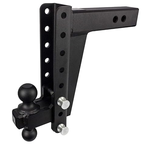 BulletProof Hitches 2.5" Adjustable Heavy Duty (22,000lb Rating) 10" Drop/Rise Trailer Hitch with 2" and 2 5/16" Dual Ball (Blac