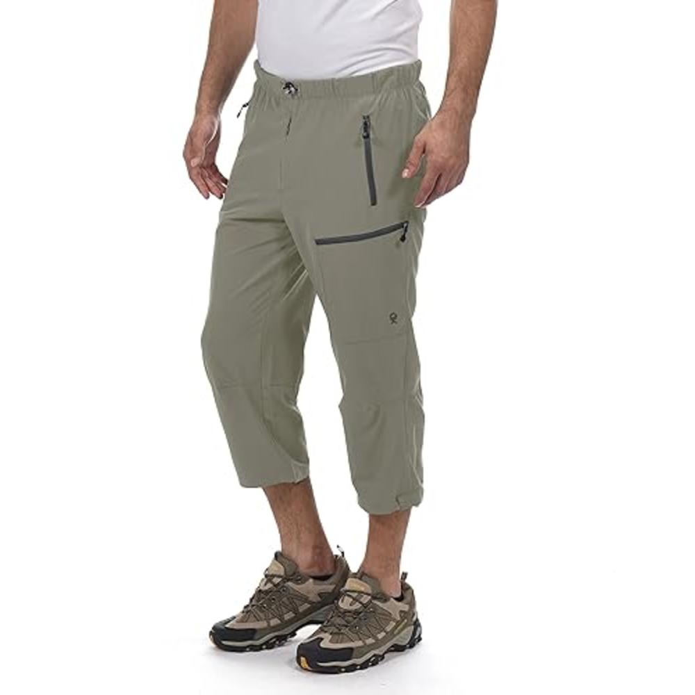 Little Donkey Andy Men's Quick Dry 3/4 Pants Lightweight Capri Shorts Hiking Fishing Travel Casual Sage L