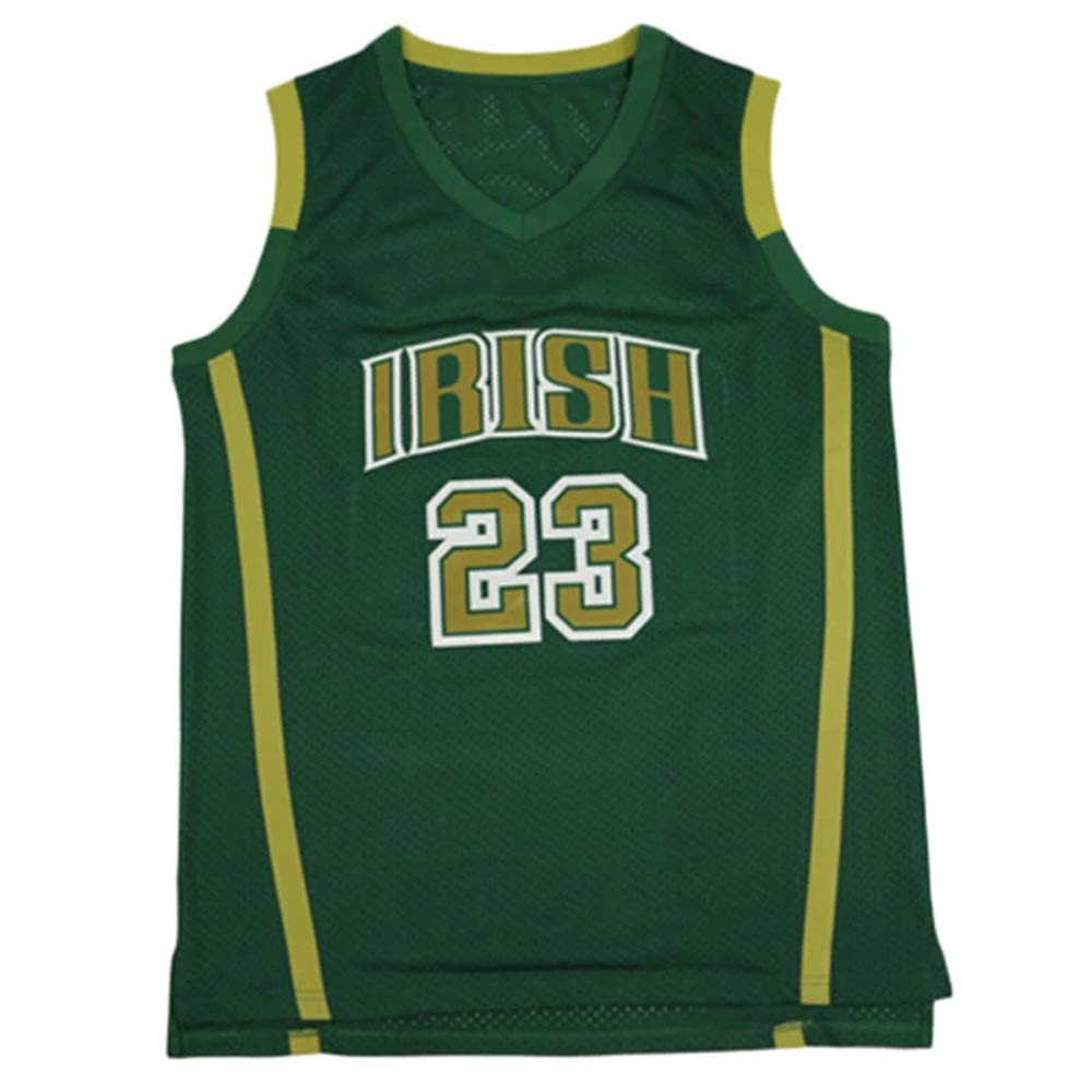 Qimei Custom Men's Lebron #23 High School Basketball Jersey Men (Green,L)
