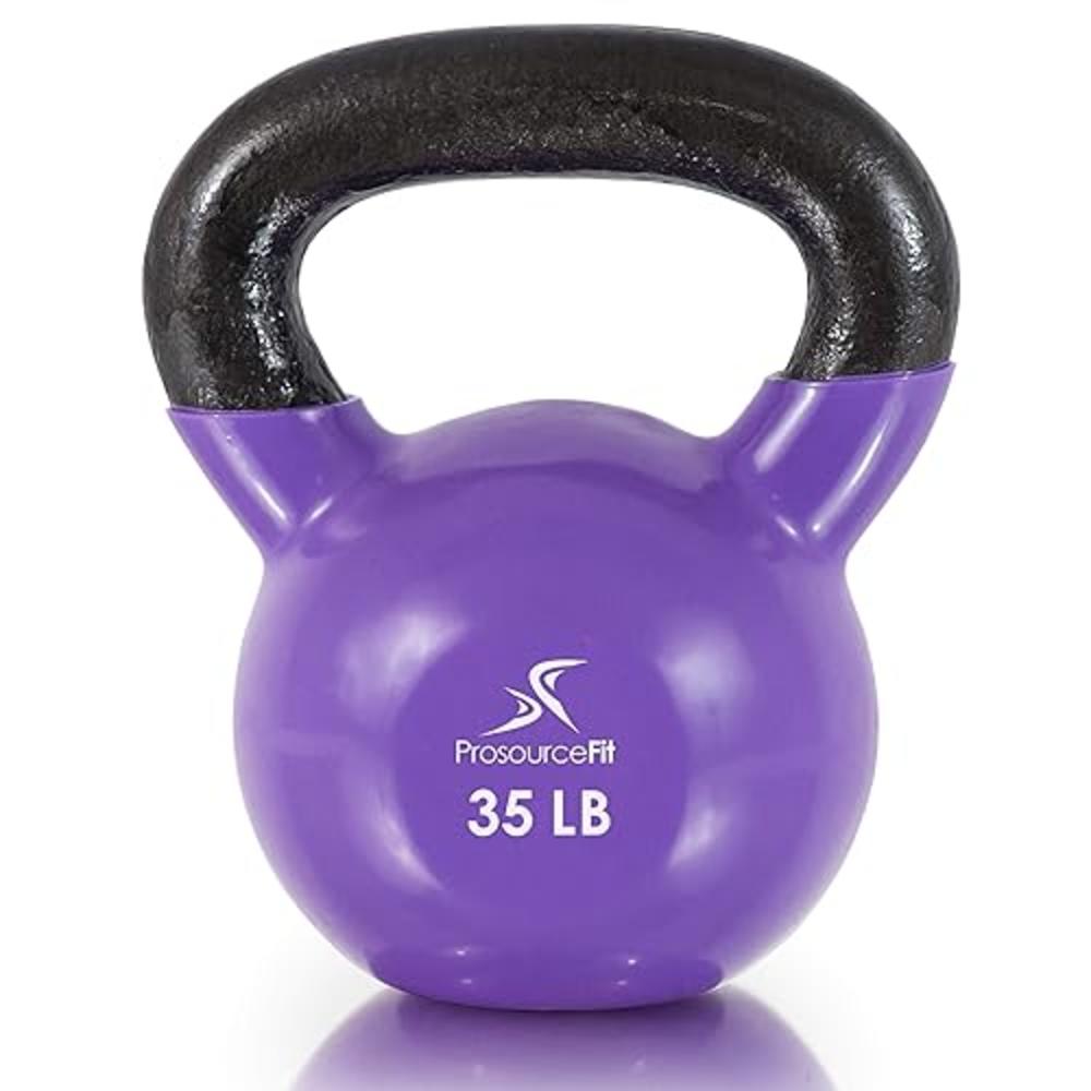 ProsourceFit Vinyl Coated Cast Iron Kettlebells for Full Body Fitness Workouts, Purple, 35LB