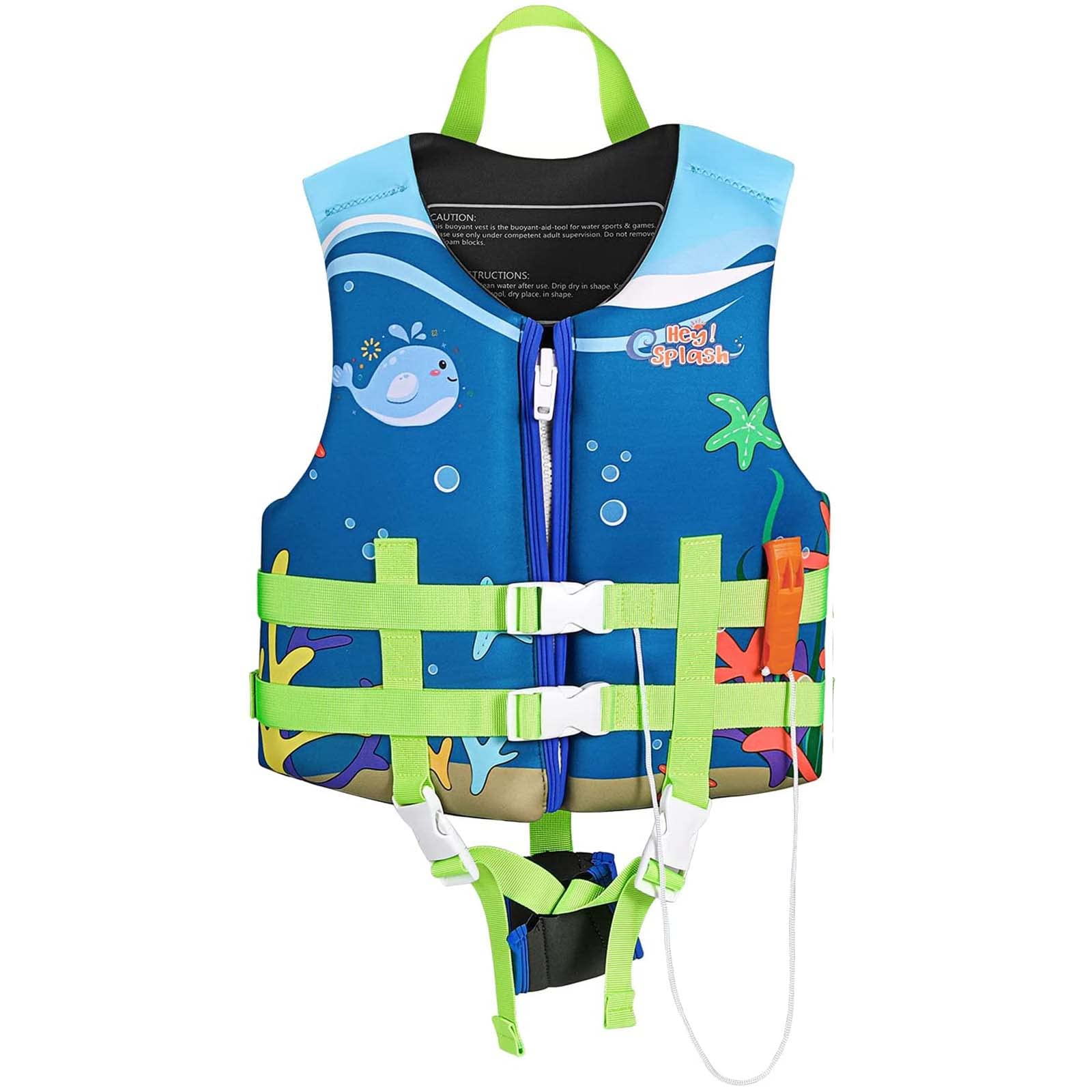 HeySplash Swim Vest for Kids, Kids Swim Vest Watersports Child Size Toddler Floatie Trainer Vest with Survival Whistle, Easy on 