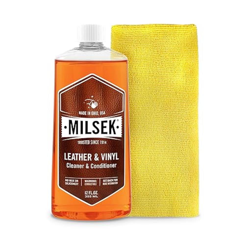 Milsek Vinyl - Leather Cleaner and Conditioner & Microfiber Cleaning Towel, 12-Ounce, LCT-1