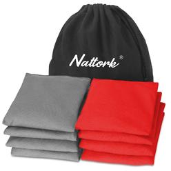 Nattork Premium Cornhole Bags - Fun Corn Hole Bean Bag Toss Game - 8 Duck Cloth Double Stiched Corn Hole Bags and Tote Bags (Red