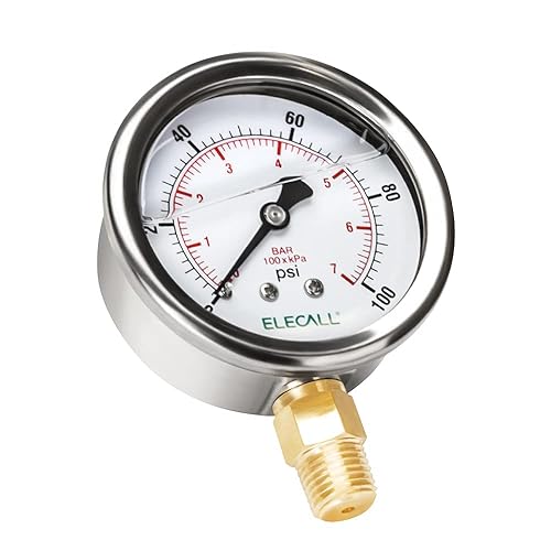 ELECALL 100psi Silicone Oil Filled Pressure Gauge for Water Oil Air Pressure Test in Pool Pump Sand Filter Air Compressor Water 