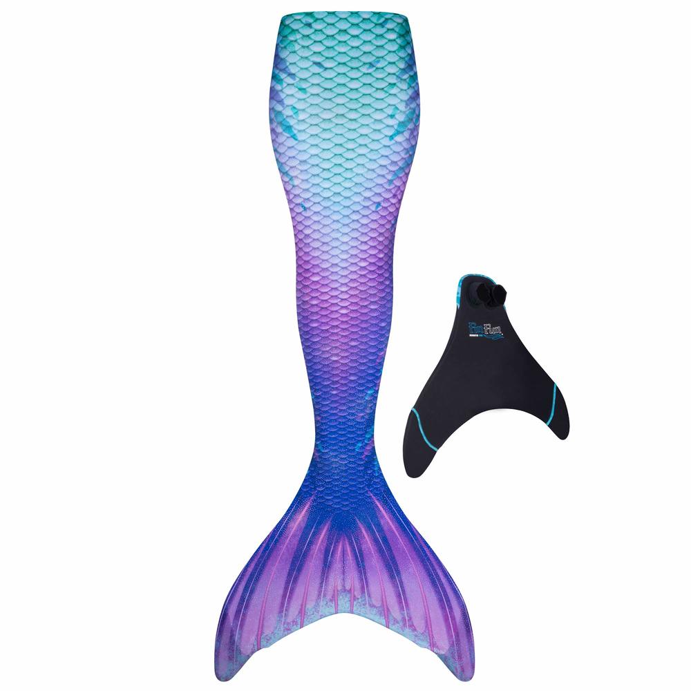 Fin Fun Limited Edition Mermaid Tail for Swimming for Girls and Kids with Monofin, 8, Lotus Moon