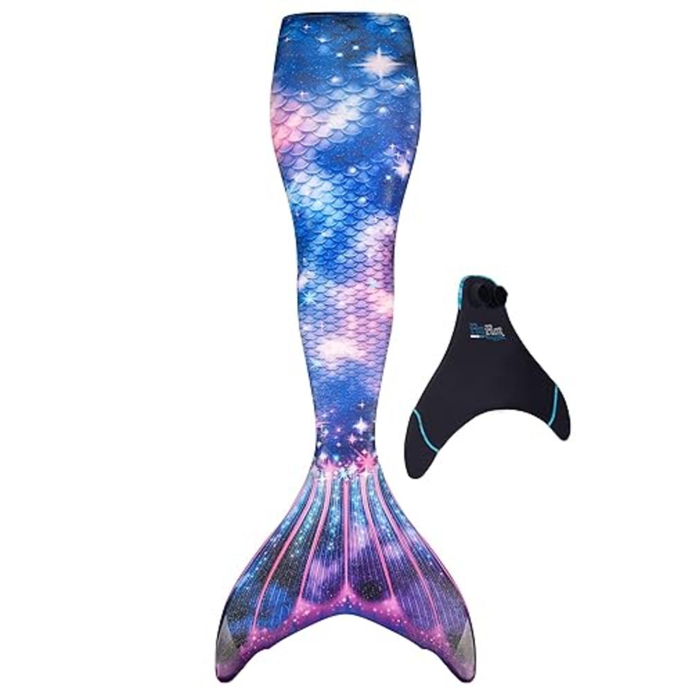 Fin Fun Limited Edition Mermaid Tail for Swimming for Girls and Kids with Monofin, 12, Lunar Tide