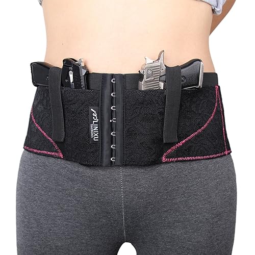 LINIXU Women's Concealed Carry Holster Hip Hugger Classic Lace Black/red (RED, S(31"-35"))