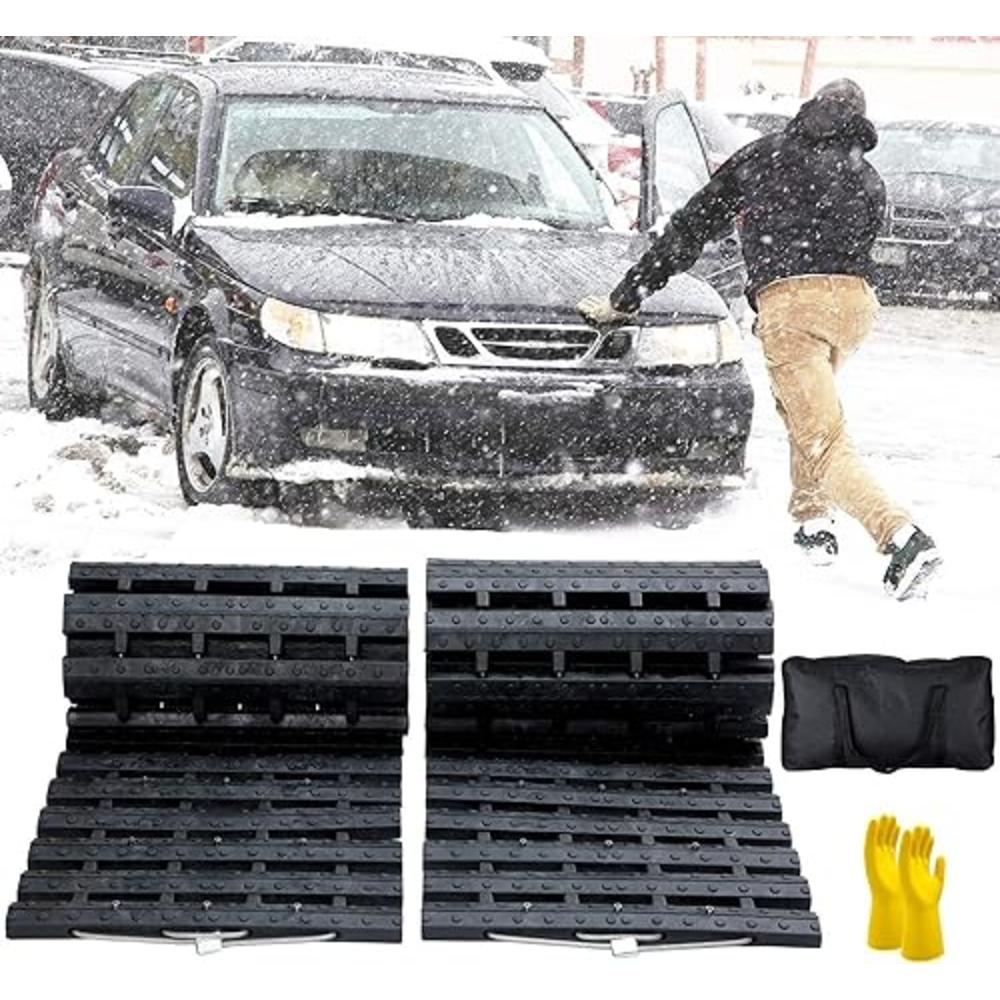 JOJOMARK Tire Traction Mat, Portable Emergency Devices for Snow, Ice, Mud, and Sand Used to Car, Truck, Van or Fleet Vehicle (2pcs*47in)