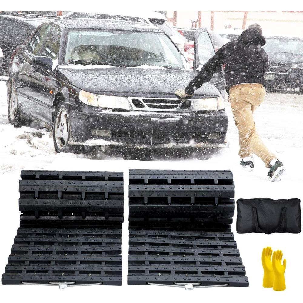 JOJOMARK Tire Traction Mat, Portable Emergency Devices for Snow, Ice, Mud, and Sand Used to Car, Truck, Van or Fleet Vehicle (2pcs*47in)