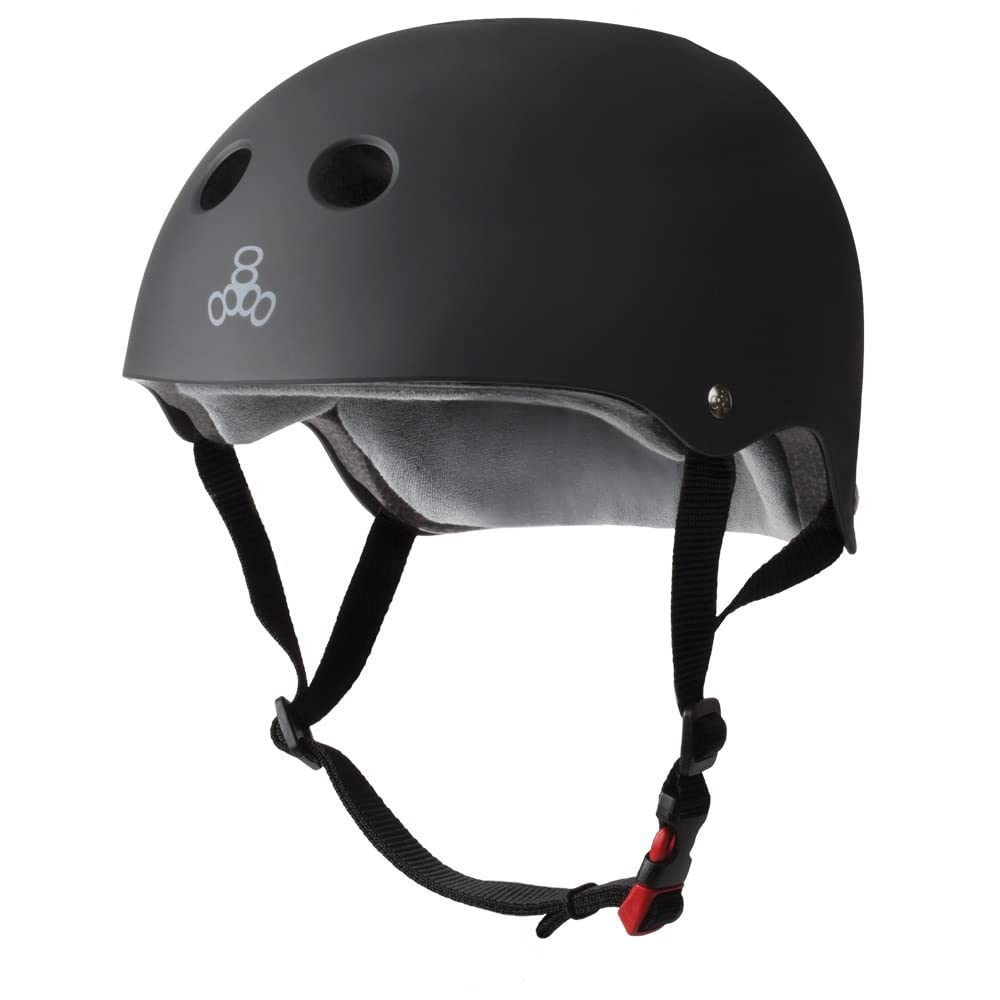 Triple Eight THE Certified Sweatsaver Helmet for Skateboarding, BMX, and Roller Skating, Black Rubber, Large / X-Large