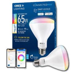 Cree Lighting Connected Max Smart Led Bulb Br30 Indoor Flood Tunable White + Color Changing, 2.4 Ghz, Compatible With Alexa And 