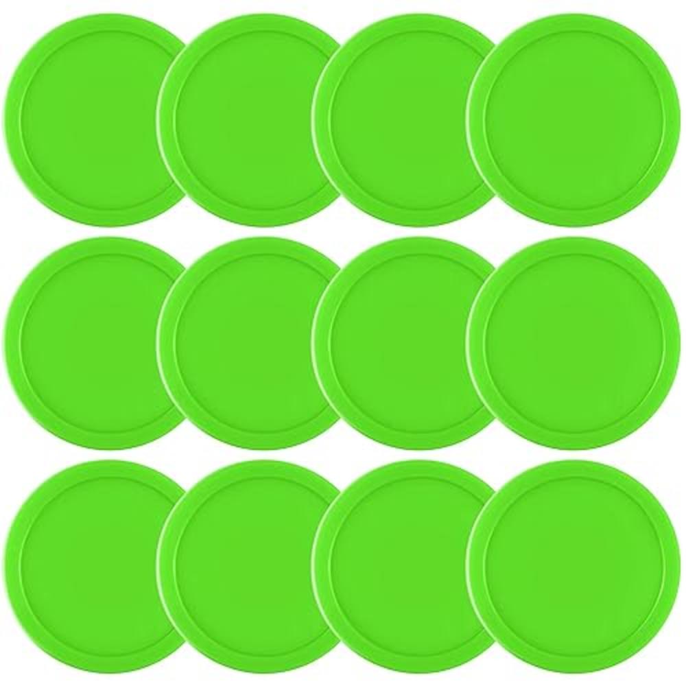 Coopay 12 Pieces Home Air Hockey Pucks 2.5 Inch Heavy Replacement Pucks for Game Tables Equipment Accessories, 12 Grams (Green)