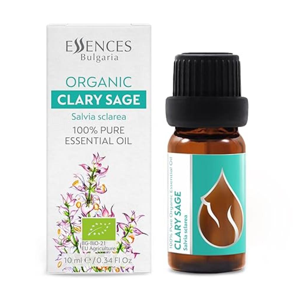Essences Bulgaria Organic Clary Sage Essential Oil 1/3 Fl Oz | 10ml | Salvia sclarea | 100% Pure and Natural | Undiluted | Thera