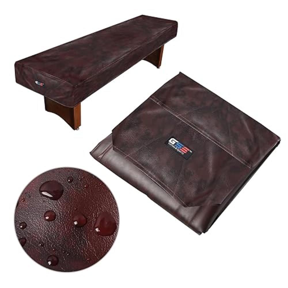 GSE Games & Sports Expert GSE 14' Heavy-Duty Leatherette Shuffleboard Table Cover for Shuffleboard Table Accessories(Brown)