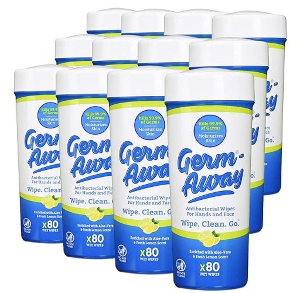 Germ-Away Hand Antibacterial Wipes - Hand Sanitizing Wipes for Kids & Adults, Wipes for Travel, Home or Office - Hand Cleaner Wi